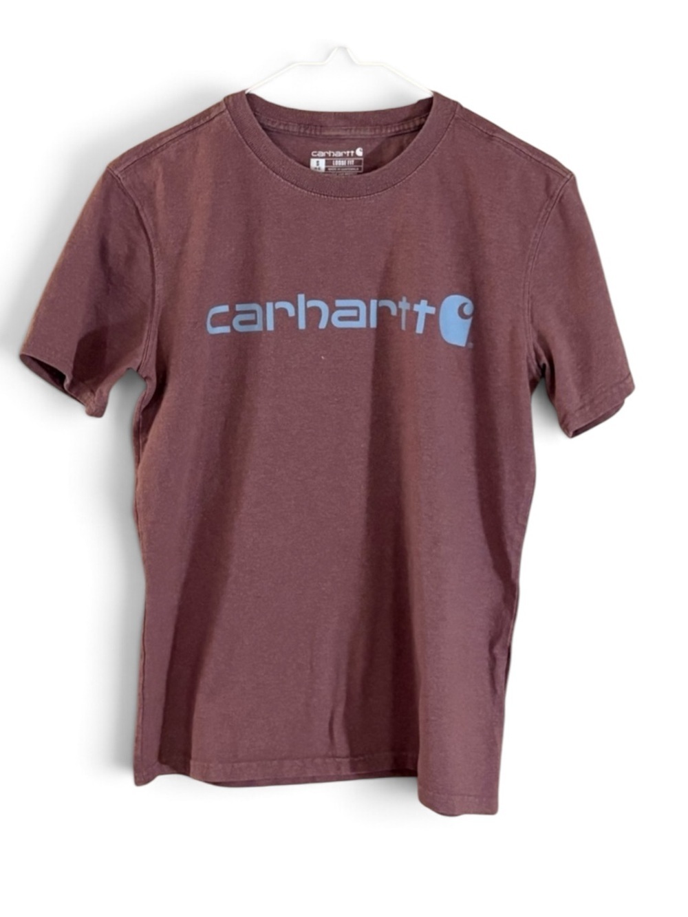 Carhartt Burgundy Loose Fit Logo Crewneck Tee
